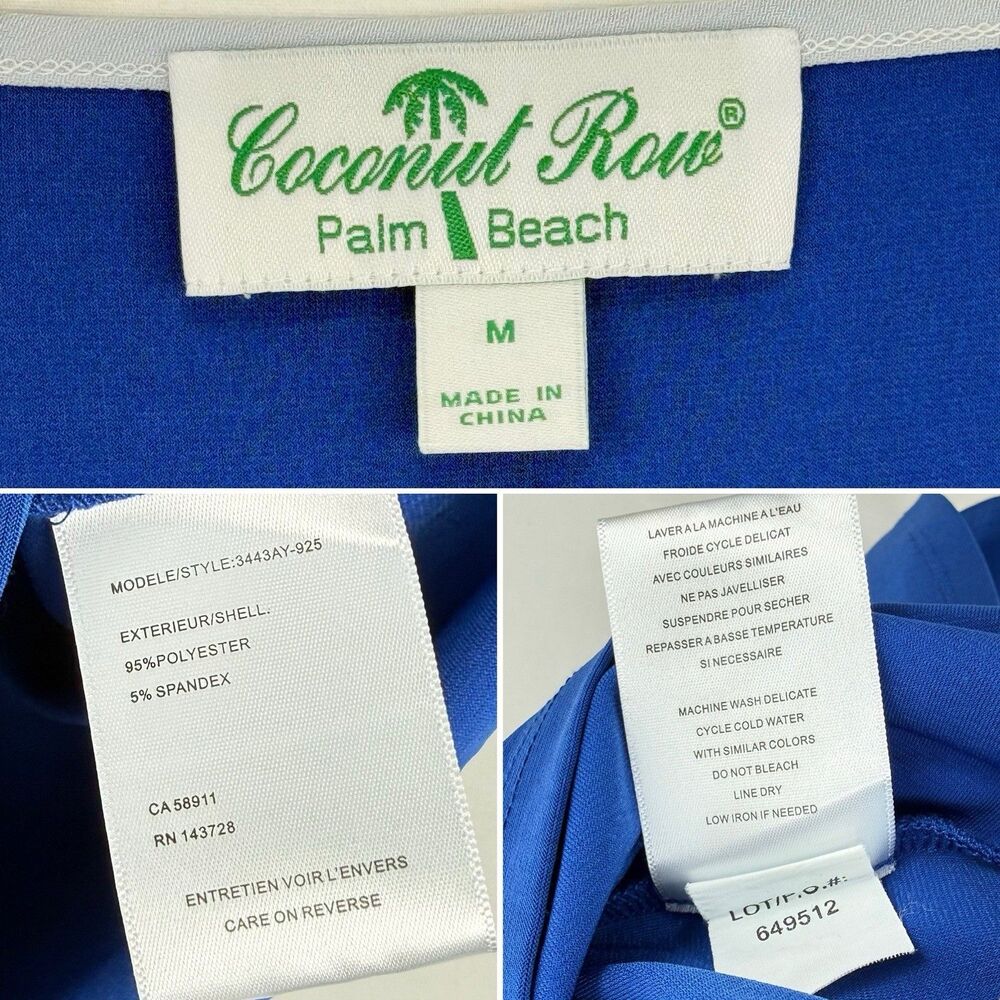 Coconut Row Palm Beach Royal Blue Short Sleeve Women's Top Médium - Picture 7 of 16